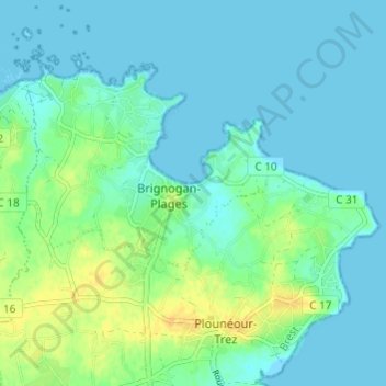 Mapa topográfico Queran, altitud, relieve