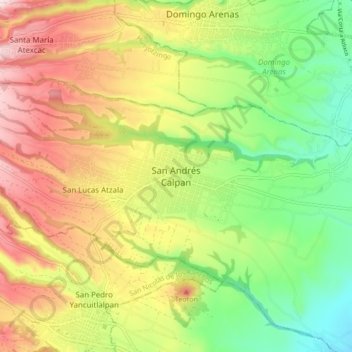 Mapa topográfico San Andrés Calpan, altitud, relieve