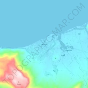 Mapa topográfico Hadiboh, altitud, relieve
