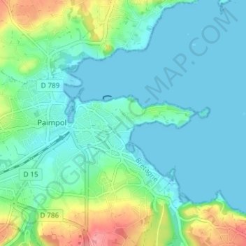Mapa topográfico Crec'h Derrien, altitud, relieve