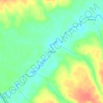 Mapa topográfico Colonia, altitud, relieve