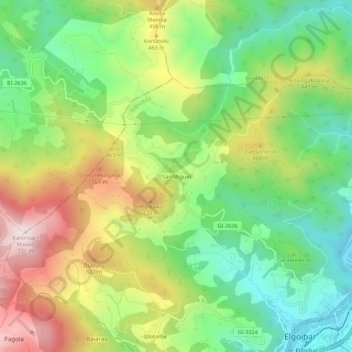 Mapa topográfico San Miguel, altitud, relieve