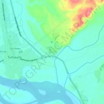 Mapa topográfico Arcon, altitud, relieve
