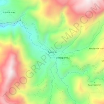 Mapa topográfico Palmira, altitud, relieve