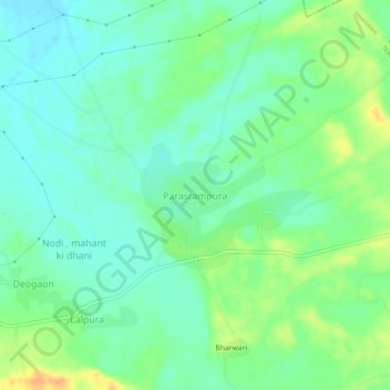 Mapa topográfico Parasrampura, altitud, relieve