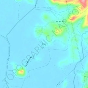 Mapa topográfico Ilhota, altitud, relieve