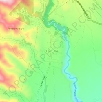Mapa topográfico El Totumo, altitud, relieve
