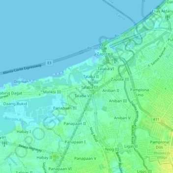 Mapa topográfico Talaba 3, altitud, relieve