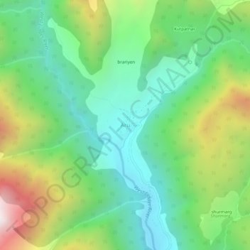 Mapa topográfico Aru, altitud, relieve