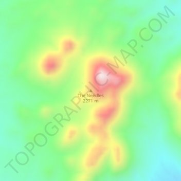 Mapa topográfico The Needles, altitud, relieve