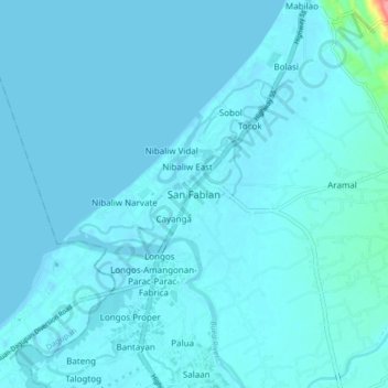Mapa topográfico San Fabian, altitud, relieve