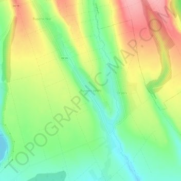 Mapa topográfico Rusenii Vechi, altitud, relieve