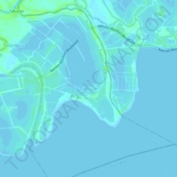Mapa topográfico Tubigan, altitud, relieve