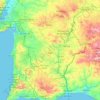 Mapa topográfico Região do Alentejo, altitud, relieve