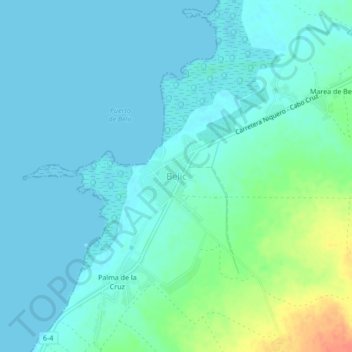 Mapa topográfico Belic, altitud, relieve