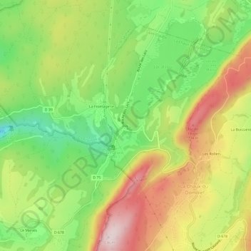 Mapa topográfico Ilay, altitud, relieve