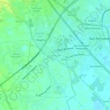 Mapa topográfico San Juan, altitud, relieve
