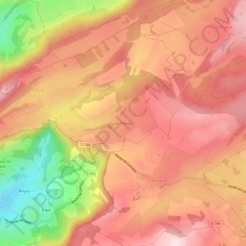 Mapa topográfico Le Tilleret, altitud, relieve
