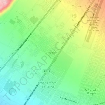 Mapa topográfico Habitat, altitud, relieve
