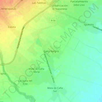 Mapa topográfico Gato Negro, altitud, relieve