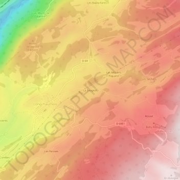 Mapa topográfico La Saugeat, altitud, relieve