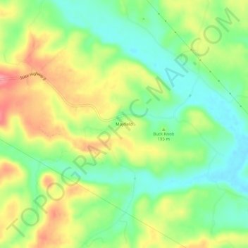 Mapa topográfico Mayfield, altitud, relieve