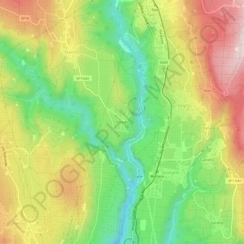 Mapa topográfico Portolo, altitud, relieve