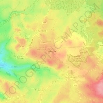 Mapa topográfico Petit-Villard, altitud, relieve