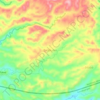 Mapa topográfico Tangkulan, altitud, relieve