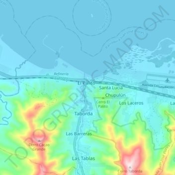 Mapa topográfico El Palito, altitud, relieve