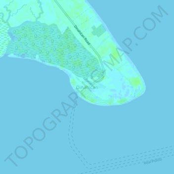 Mapa topográfico Dinahican, altitud, relieve