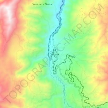 Mapa topográfico Dagua, altitud, relieve