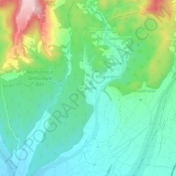 Mapa topográfico Khaireni, altitud, relieve