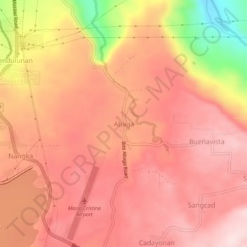 Mapa topográfico Abaga, altitud, relieve