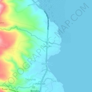 Mapa topográfico Tinaogan, altitud, relieve