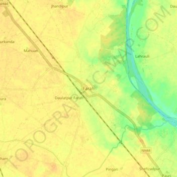 Mapa topográfico Farah, altitud, relieve