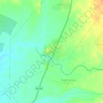 Mapa topográfico Vahan, altitud, relieve