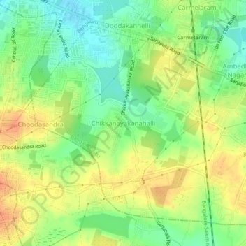 Mapa topográfico Chikkanayakanahalli, altitud, relieve