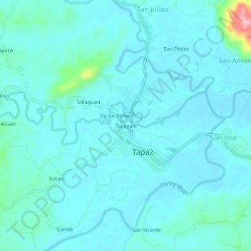 Mapa topográfico Tacayan, altitud, relieve