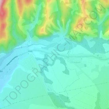 Mapa topográfico Cireșa, altitud, relieve
