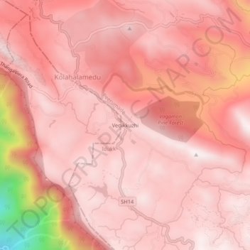 Mapa topográfico Vedikkuzhi, altitud, relieve