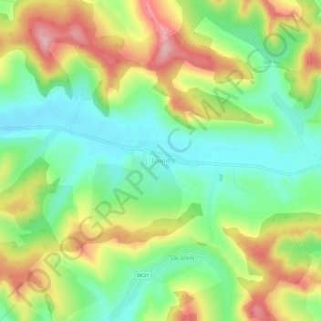 Mapa topográfico Icland, altitud, relieve