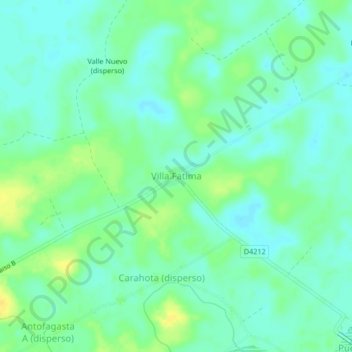 Mapa topográfico Villa Fatima, altitud, relieve