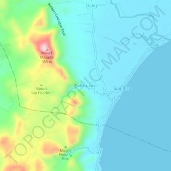 Mapa topográfico Palikpikan, altitud, relieve