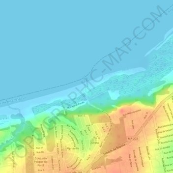 Mapa topográfico Praia_do_Olho_de_Porco, altitud, relieve