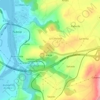 Mapa topográfico San Miguel, altitud, relieve
