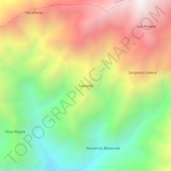 Mapa topográfico Tablones, altitud, relieve