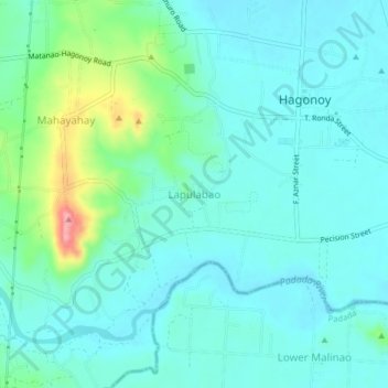 Mapa topográfico Lapulabao, altitud, relieve