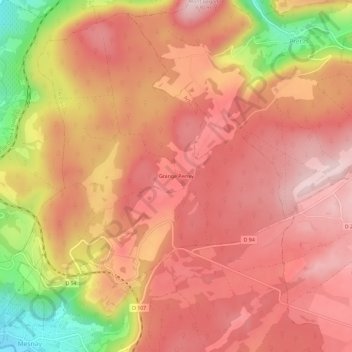 Mapa topográfico Grange Perrey, altitud, relieve