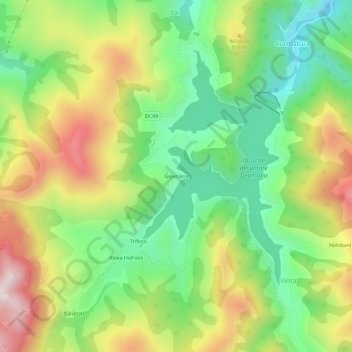 Mapa topográfico Geamăna, altitud, relieve